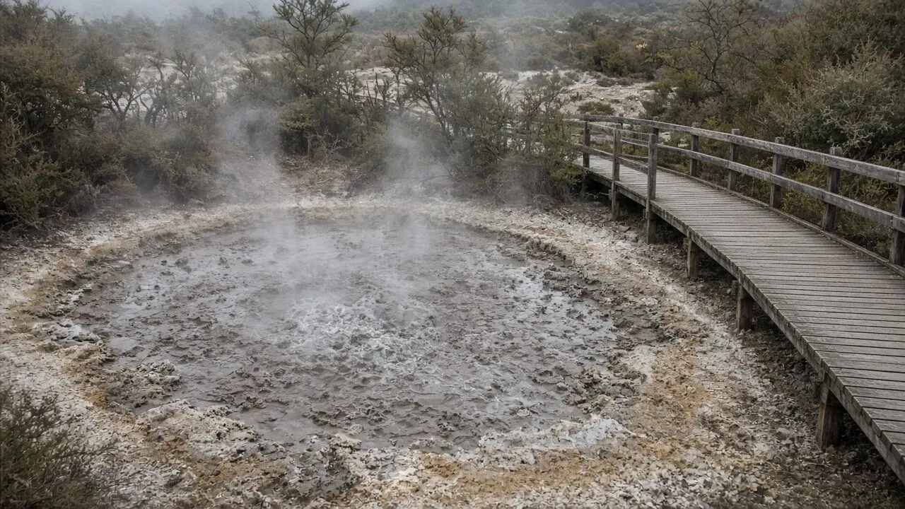 羅托魯瓦地熱區的泥漿池與蒸氣